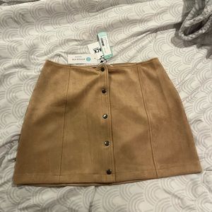 Suede tan button up mini skirt new without tags from stitch fix!